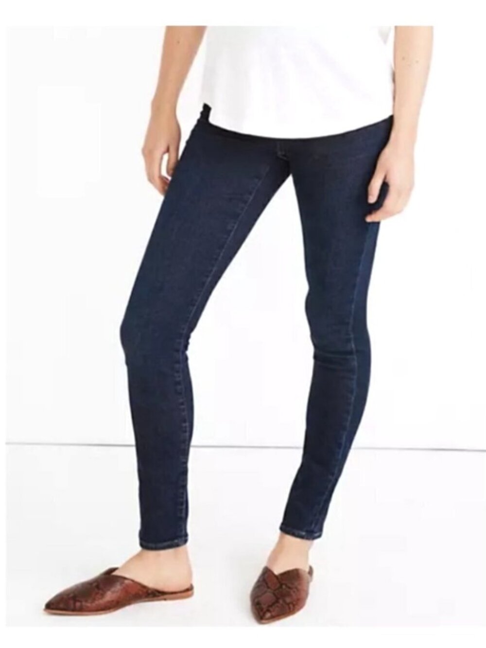 MADEWELL Maternity Over the Belly Mid-Rise Stovepipe Skinny Jeans Dark Wash